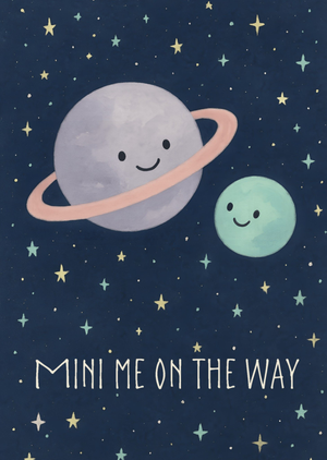 Moonpig Mini Me On The Way Illustrated Card