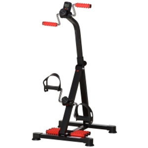 HOMCOM Pedales Estáticos Personas Mayores de Piernas y Brazos Altura Ajustable 75-97 cm Pantalla LCD y Rodillo Masajeador