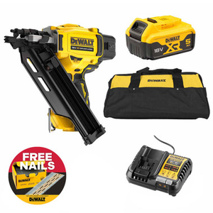 DeWalt DCN930-XJ 18V XR Brushless 1st Fix Framing Nailer with 1x 5.0Ah Battery, Charger & Large Duffel Tool Bag