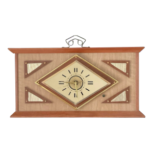 Vintage 1950s Decorative Wood Wall Hanging Clock With Light Mid Century Modern