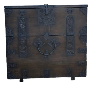 Vintage Antique Asian Storage/Blanket/ Hope Chest With Heavy Iron Latch