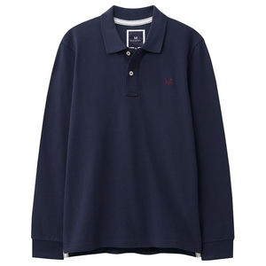 Mens Pique Polo Long Sleeve T-Shirt (Heather Navy)