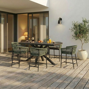 Maze - Monaco Rope Weave 6 Seat Rectangular Bar Set - Ivy Green