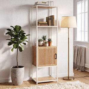 Four Layer Cabinet with Cream Metal Frame