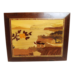 1970s Sorrento's Wood Inlay (Intarsio) Mid-Century Modern Landscape Picture