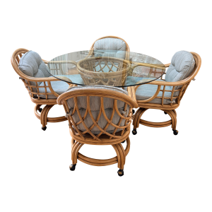 Vintage Lane Ventura Glass Top Table and 4 Chairs