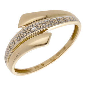 Pre-Owned 9ct Yellow Gold Diamond Set Cross Over Dress Ring