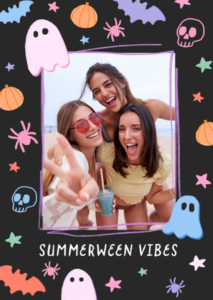 Moonpig Summerween Vibes Ghost Doodle Photo Upload Birthday Card