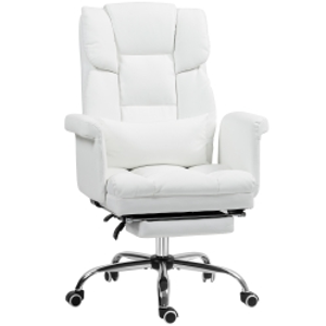 HOMCOM Ergonomic Office Chair, height-adjustable 48-56 cm, reclining backrest, footrest, White