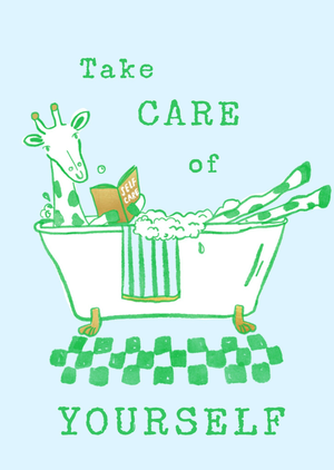 Moonpig Take Care Of Yourself Hand-Drawn Giraffe Bath Thinking Of You Card