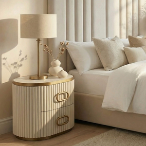 Serenity Ivory Reeded 2 Drawer Bedside Table