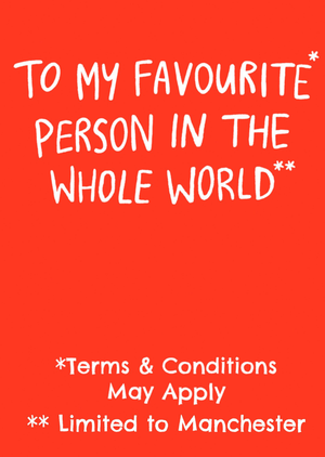 Moonpig Ruby Makes Noise To My Favourite Prsion In The World Typographic Birthday Card