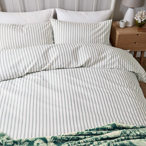 Ticking Stripe Duvet Cover SET, Sage