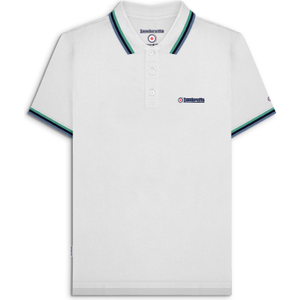 Lambretta Mens Triple Tipped Retro Polo Shirt - M / White/Cameo/Navy/Sky