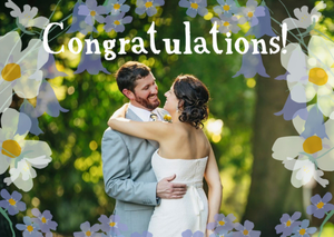 Moonpig Cream And Violet Flowers Border Personalised Photo Upload Wedding Day Card