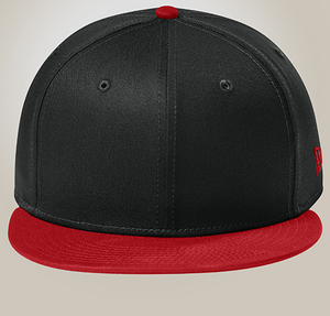 New Era 9FIFTY Flat Bill Snapback Hat - Embroidered - Flag Black / Scarlet