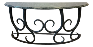 Late 20th Century Serpentine Green Marble + Iron Console Table