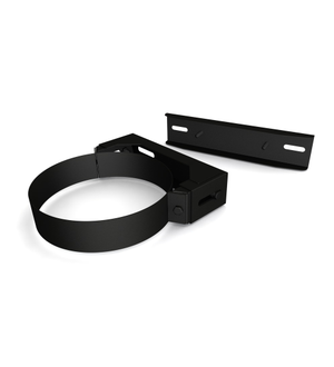 Dura Flue 95mm - 135mm Flat Adjustable Wall Support in Matt Black - 125mm
