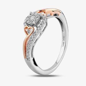 9ct Two Tone Gold 0.20ct Diamond Open Heart Cluster Ring THR15847-20TT