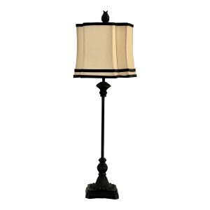 Vintage Bronze Buffet Lamp With Shade