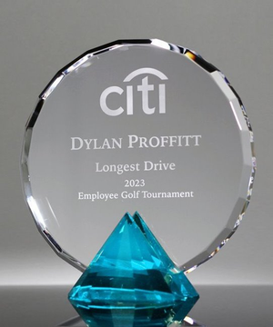 Faceted Circle Aquamarine Diamond Award
