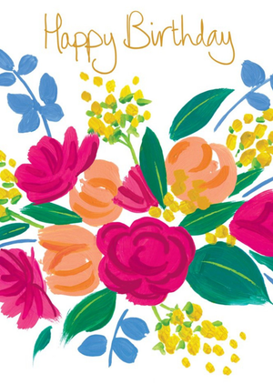 Moonpig Illustration Of Colourful Flowers Birthday Card