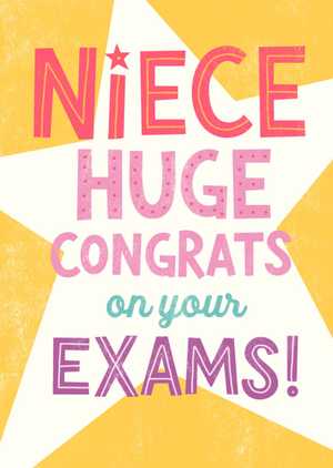 Moonpig Pigment Niece Huge Congrats On Your Exams Large Star Typography Card