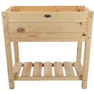 Small Raised Wooden Garden Bed with Shelf