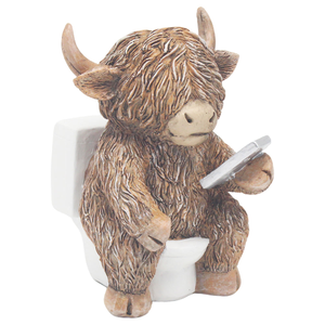 Happy Highland Cow Phone on Loo Ornament