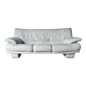 Natuzzi Italian Postmodern White Leather Sofa