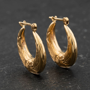 Pre-Owned Yellow Gold Patterned 19mm Creole Earrings 41174390