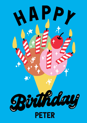 Moonpig Ice Cream And Candles Colourful Hand-Drawn Birthday Card
