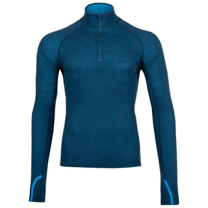 Herren Celestine Merino Reißverschluss T-Shirt (Blau)