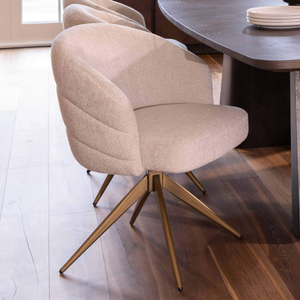Tierra Vieja Valeria Swivel Cream Fabric Dining Chair