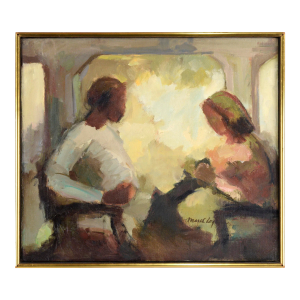 "Porch People" - Figurative Composition in Oil on Linen by Majel Logan