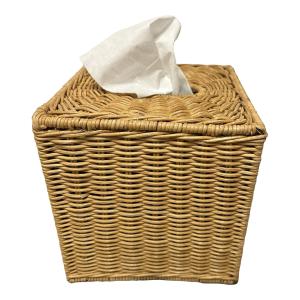 1970s Natural Woven Rattan Tissue Box Holder