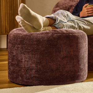 Milano Chenille Round Footstool - Mulberry