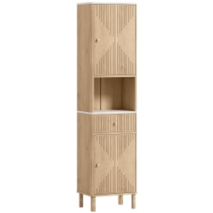 HOMCOM Multi-Storage Slimline Bathroom Cabinet - Oak Wood Effect