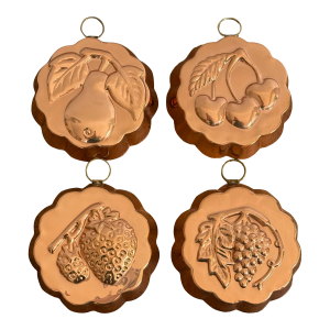 Vintage Fruit Copper Molds, Set of 4