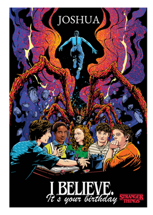 Stranger Things I Believe It's Your Birthday Mind Flayer Illustrated Card