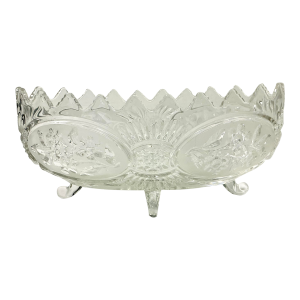 Mid-Century Boho Chic Hollywood Regency Glass Footed Centerpiece/Fruit Bowl