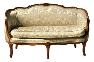Early 20th Century Louis XV Style Settee With Goose Down Seat and Carved Walnut Frame