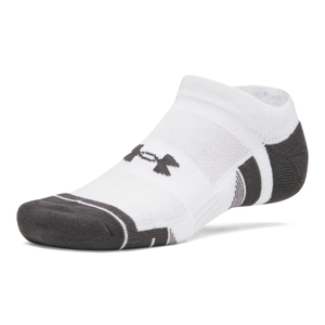 Under Armour Performance Tech No Show Golf Socks 3-Pack AW26 - White & Jet Grey - Size 7.5-12