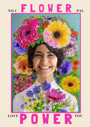 Moonpig Flower Power Spoof Style Face In Hole Photo Upload Card