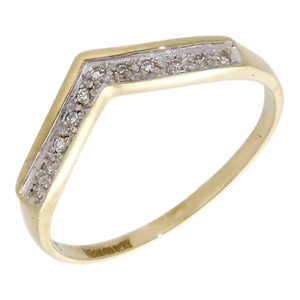 Pre-Owned 9ct Yellow Gold Diamond Set Half Wishbone Ring