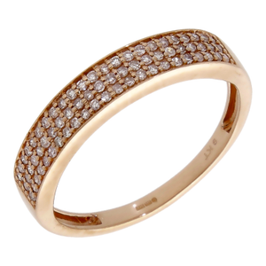 Pre-Owned 9ct Rose Gold Triple Row Diamond Dress Ring