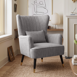Grey Chenille Camila Accent Chair