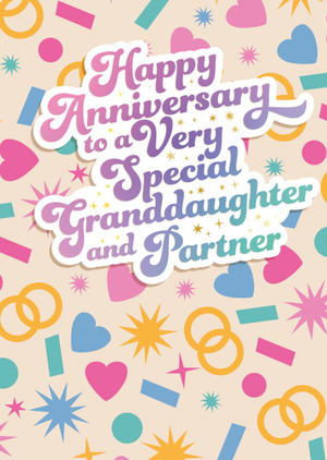 Moonpig Happy Anniversary To A Very Special Granddaughter And Partner Typographic Card
