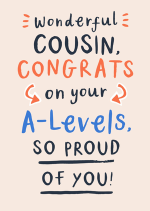 Moonpig Wonderful Cousin Congrats On Your A-Levels Typography Card