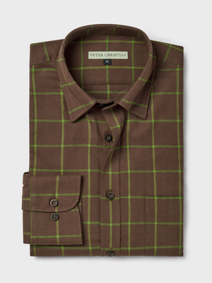 Walnut Brown Window Pane Check Shirt